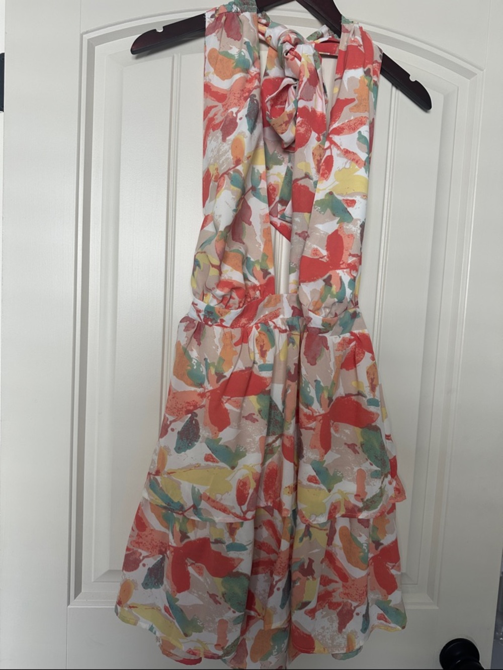 SHEIN Coral Multi-Color Abstract Print Mini Dress